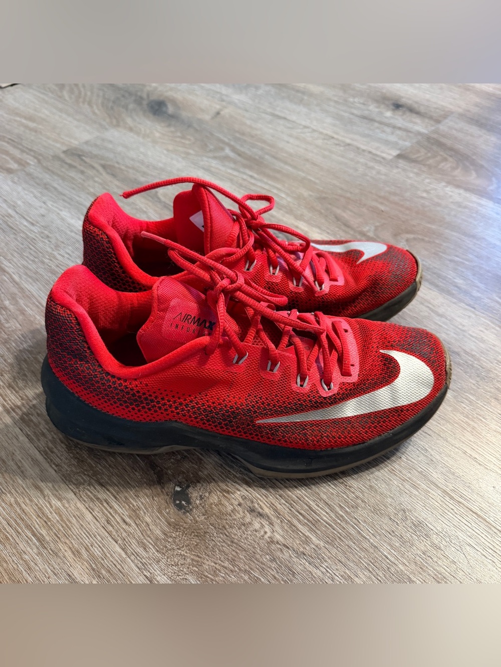 Nike Kids Red and Black Air Max Sports Sneakers